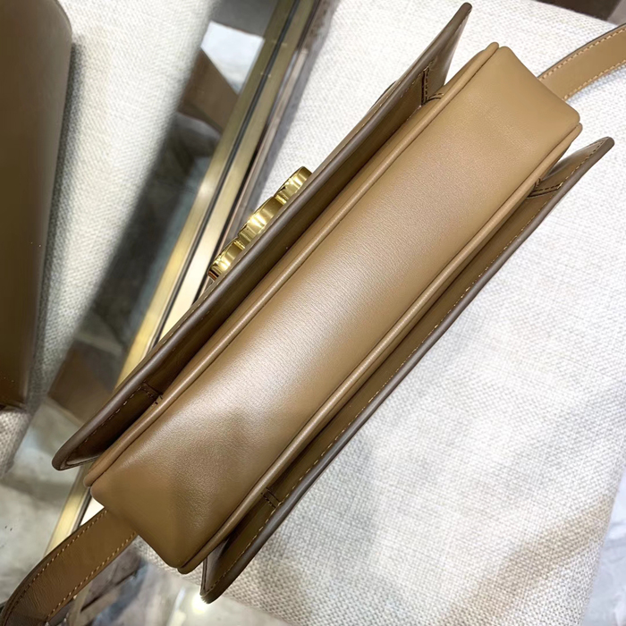 Celine Medium Triomphe Bag In Shiny Calfskin 187363 Caramel Brown 2018