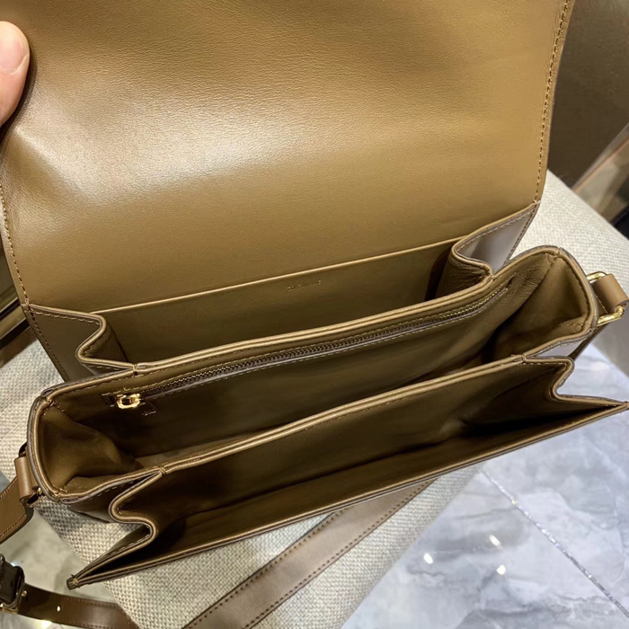 Celine Medium Triomphe Bag In Shiny Calfskin 187363 Caramel Brown 2018