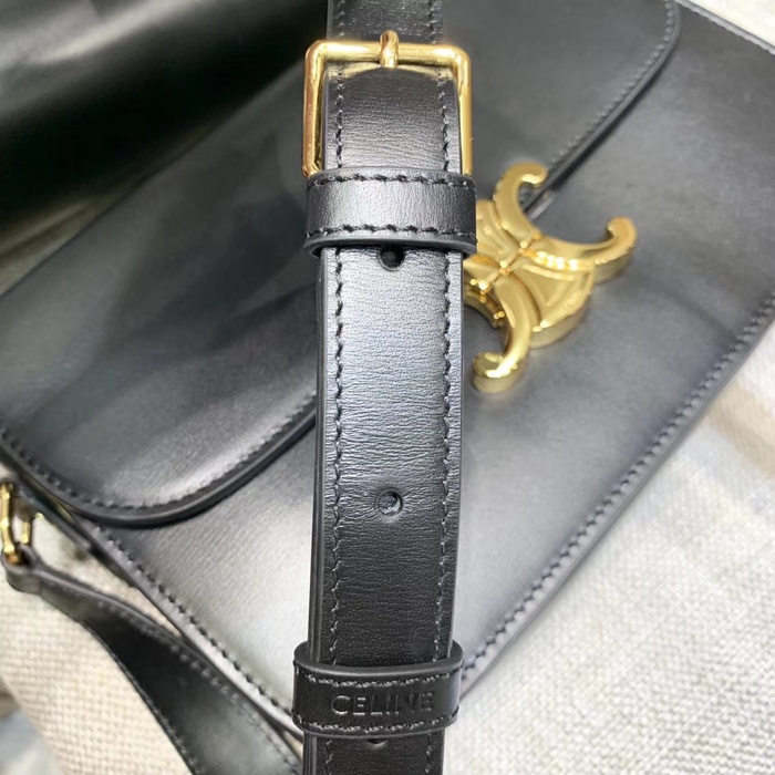 Celine Medium Triomphe Bag In Shiny Calfskin 187363 Black 2018