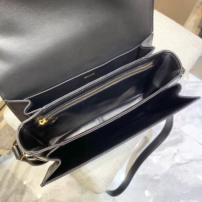 Celine Medium Triomphe Bag In Shiny Calfskin 187363 Black 2018