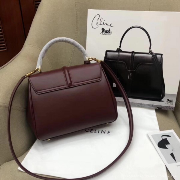 Celine Calfskin Small 16 Bag Burgundy 188003/188004 2019