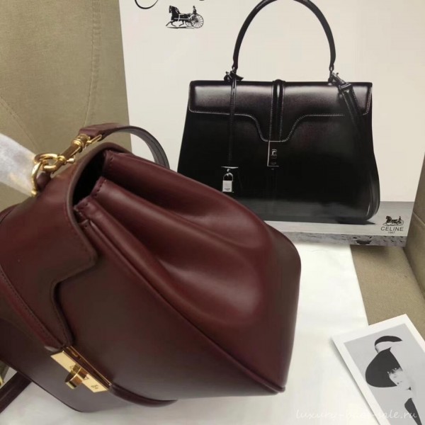 Celine Calfskin Small 16 Bag Burgundy 188003/188004 2019