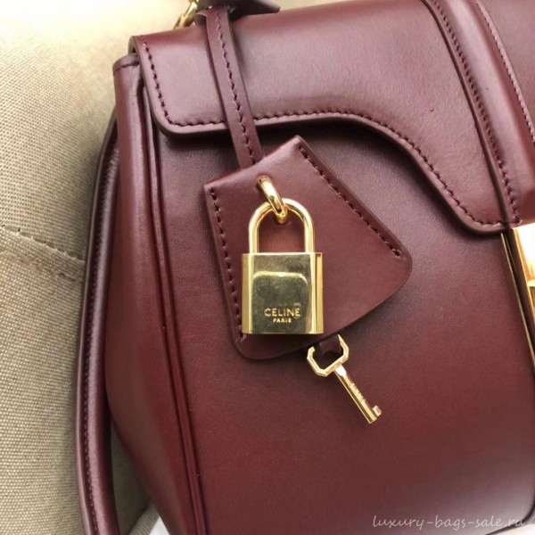 Celine Calfskin Small 16 Bag Burgundy 188003/188004 2019