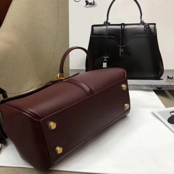 Celine Calfskin Small 16 Bag Burgundy 188003/188004 2019