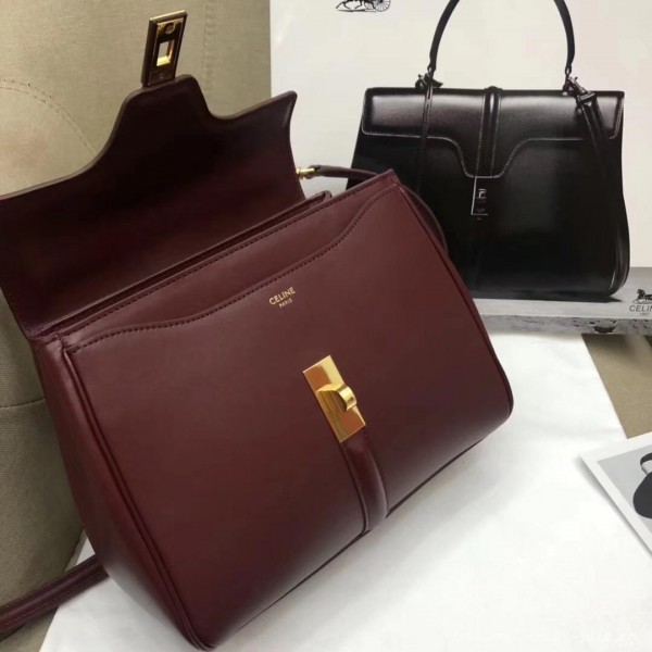 Celine Calfskin Small 16 Bag Burgundy 188003/188004 2019