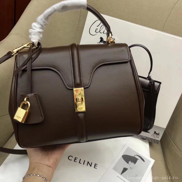 Celine Calfskin Small 16 Bag Coffee 188003/188004 2019