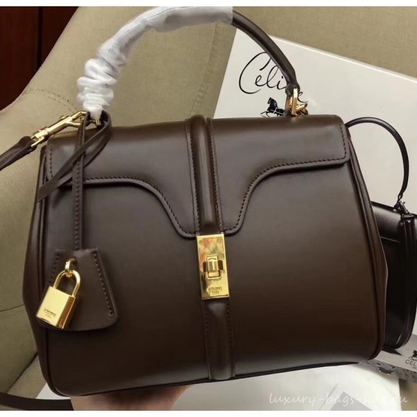 Celine Calfskin Small 16 Bag Coffee 188003/188004 2019