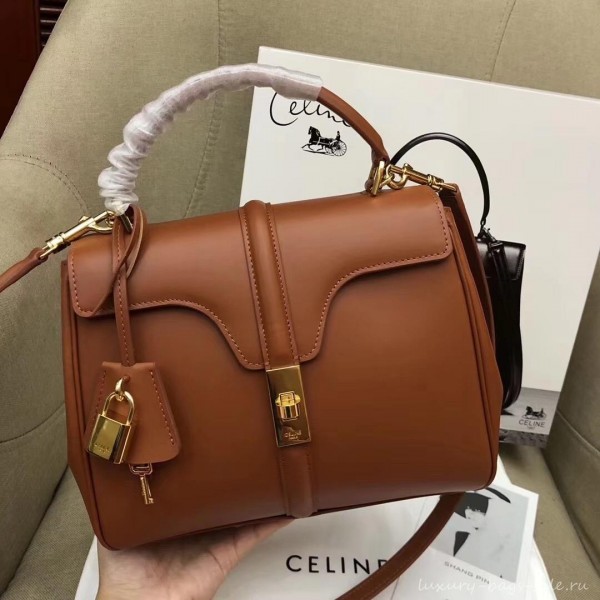 Celine Calfskin Small 16 Bag Brown 188003/188004 2019