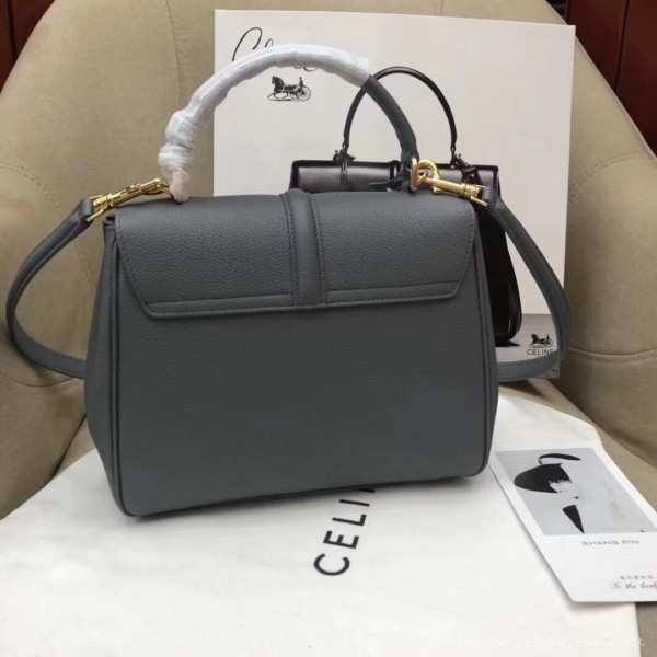 Celine Calfskin Small 16 Bag Grained Gray 188003/188004 2019