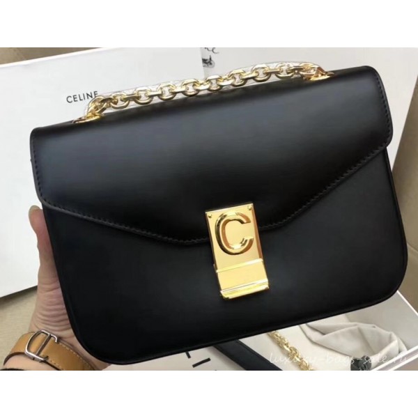 Celine Shiny Calfskin Medium C Bag Black 187253 2019