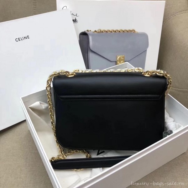 Celine Shiny Calfskin Medium C Bag Black 187253 2019