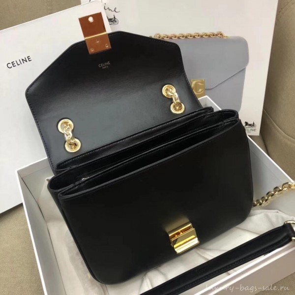 Celine Shiny Calfskin Medium C Bag Black 187253 2019