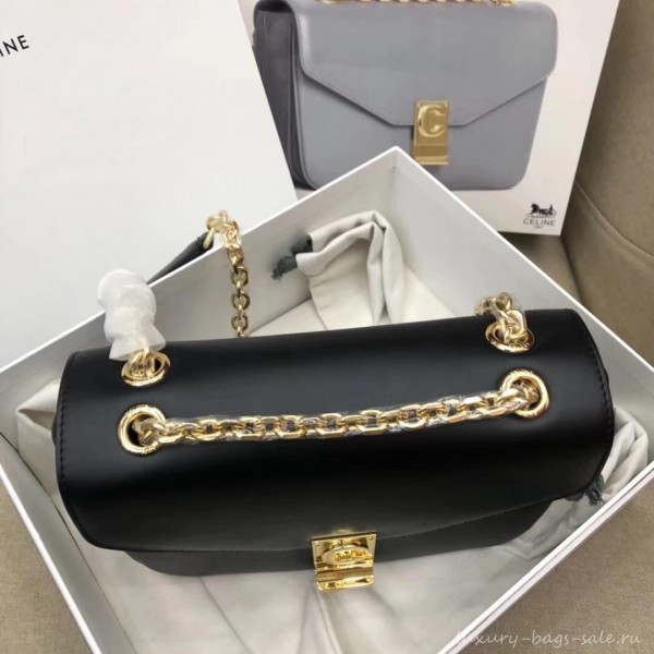 Celine Shiny Calfskin Medium C Bag Black 187253 2019