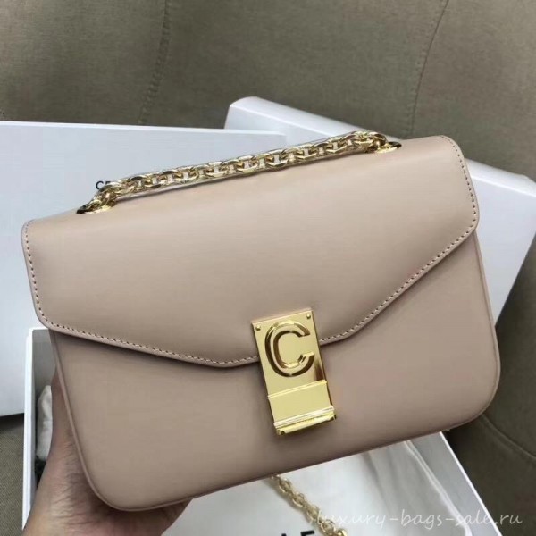 Celine Shiny Calfskin Medium C Bag Beige 187253 2019