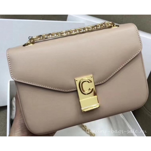 Celine Shiny Calfskin Medium C Bag Beige 187253 2019