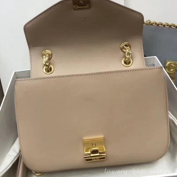 Celine Shiny Calfskin Medium C Bag Beige 187253 2019