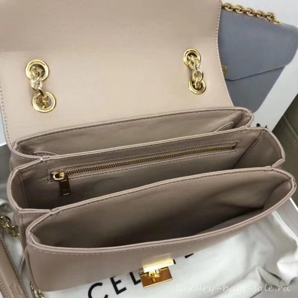 Celine Shiny Calfskin Medium C Bag Beige 187253 2019