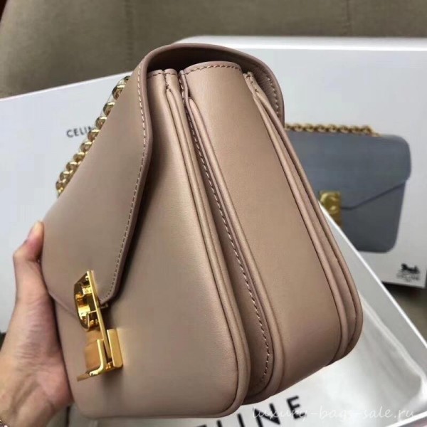 Celine Shiny Calfskin Medium C Bag Beige 187253 2019