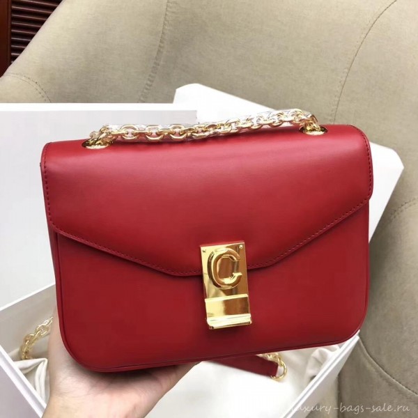 Celine Shiny Calfskin Medium C Bag red 187253 2019