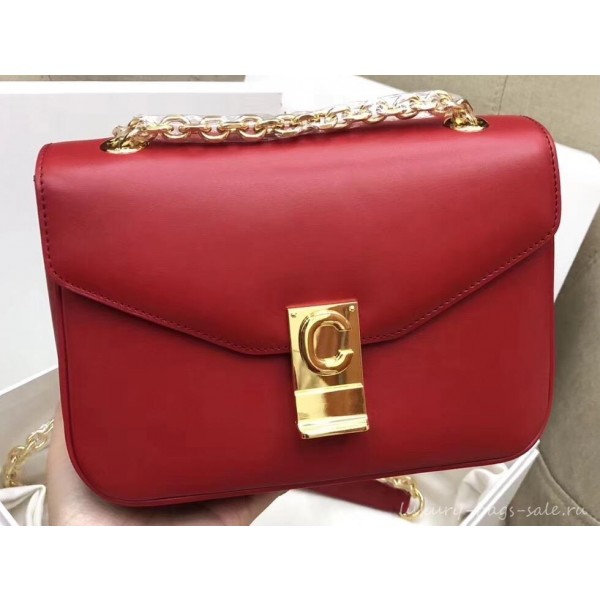 Celine Shiny Calfskin Medium C Bag red 187253 2019