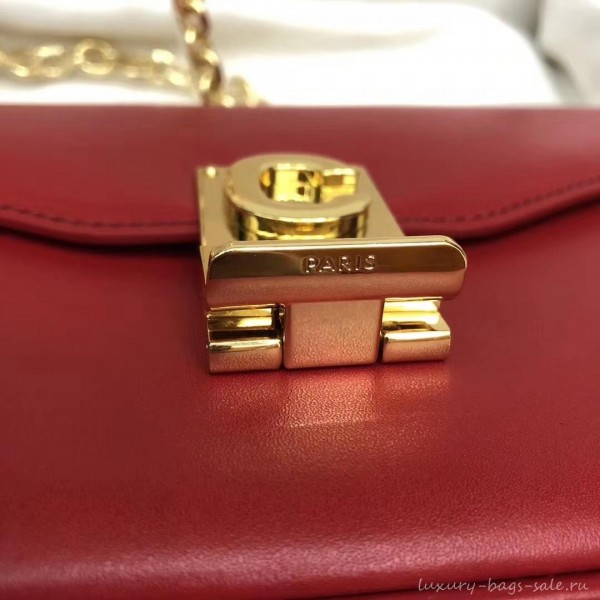 Celine Shiny Calfskin Medium C Bag red 187253 2019