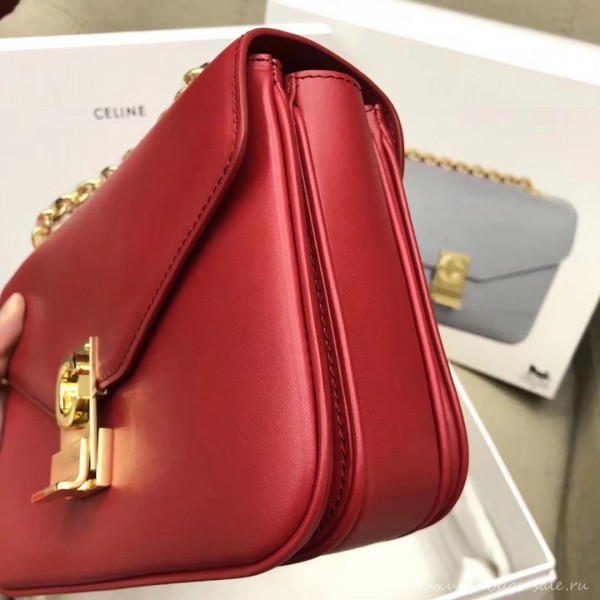 Celine Shiny Calfskin Medium C Bag red 187253 2019
