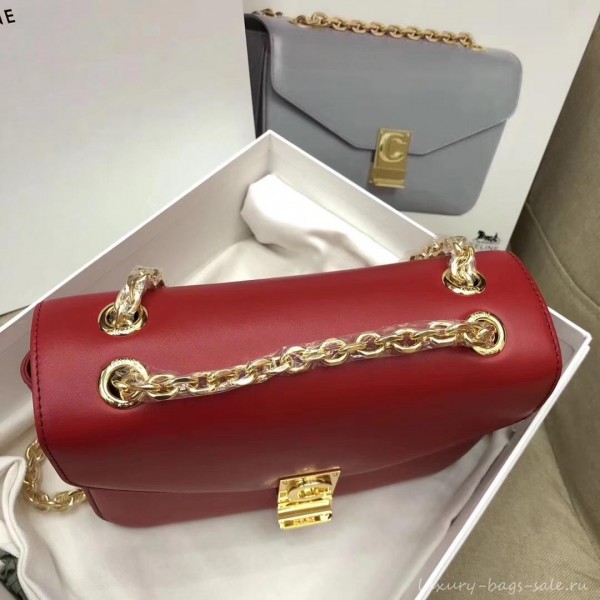 Celine Shiny Calfskin Medium C Bag red 187253 2019