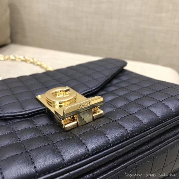 Celine Quilted Calfskin Medium C Bag Black 187253 2018