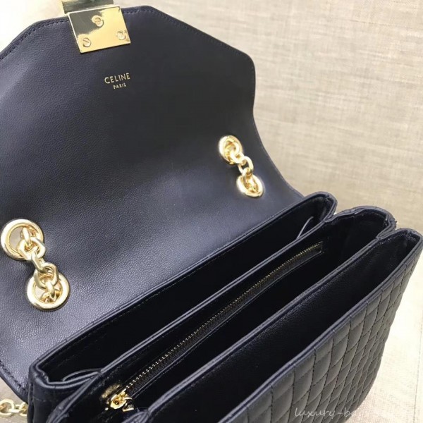 Celine Quilted Calfskin Medium C Bag Black 187253 2018