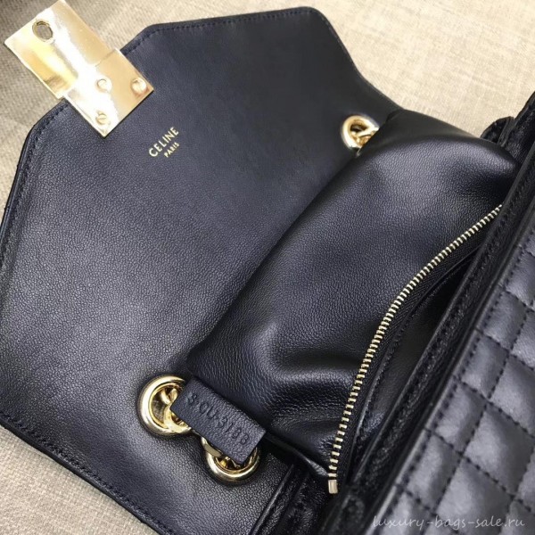 Celine Quilted Calfskin Medium C Bag Black 187253 2018