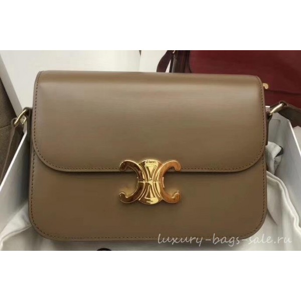 Celine Shiny Calfskin Medium Triomphe Bag Coffee 187363 2019