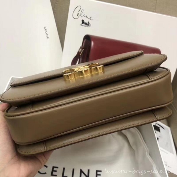 Celine Shiny Calfskin Medium Triomphe Bag Coffee 187363 2019