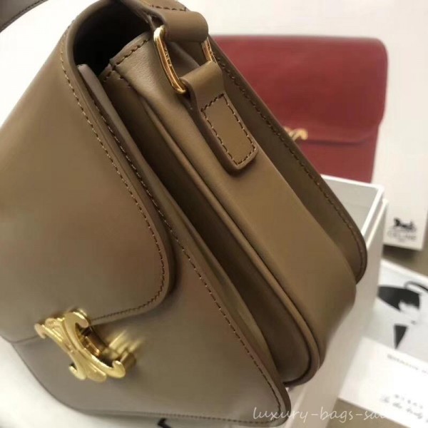 Celine Shiny Calfskin Medium Triomphe Bag Coffee 187363 2019