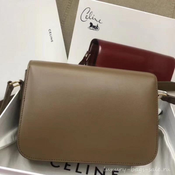 Celine Shiny Calfskin Medium Triomphe Bag Coffee 187363 2019