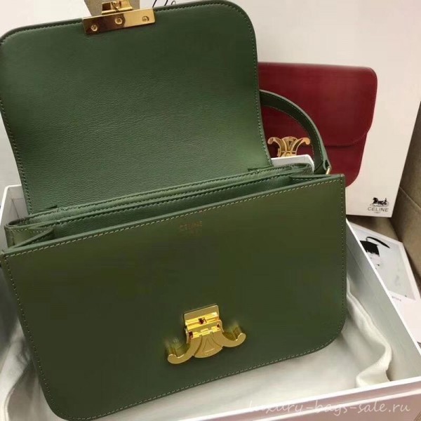 Celine Shiny Calfskin Medium Triomphe Bag Light Green 187363 2019