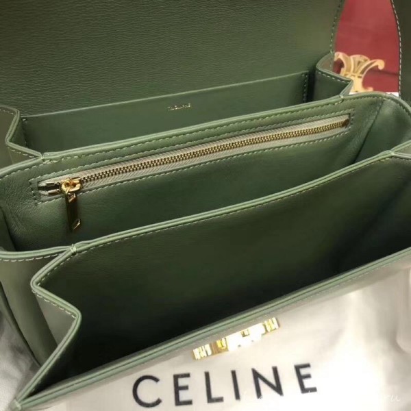 Celine Shiny Calfskin Medium Triomphe Bag Light Green 187363 2019