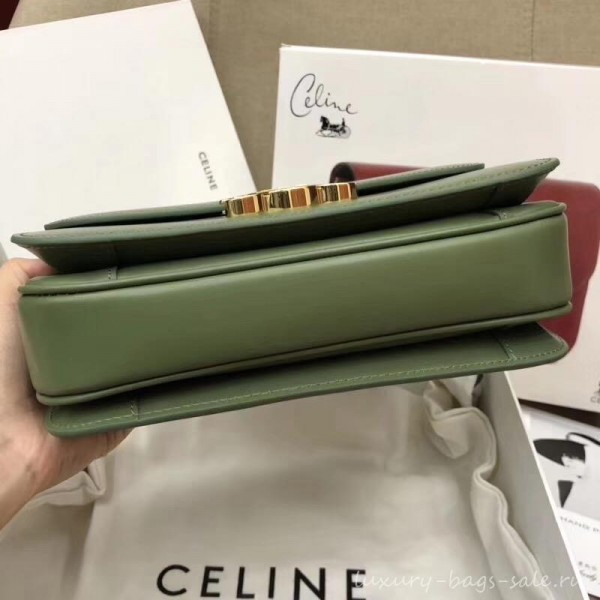 Celine Shiny Calfskin Medium Triomphe Bag Light Green 187363 2019