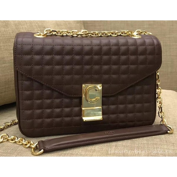 Celine Quilted Calfskin Medium C Bag Coffee 187253 2018