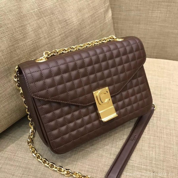 Celine Quilted Calfskin Medium C Bag Coffee 187253 2018