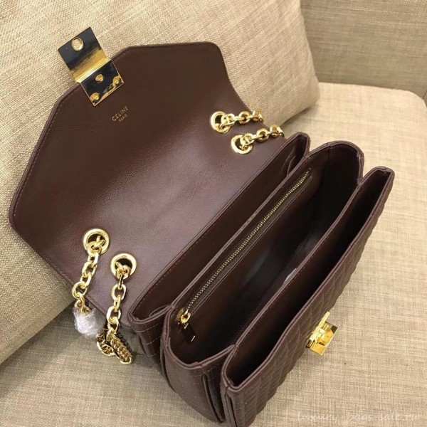 Celine Quilted Calfskin Medium C Bag Coffee 187253 2018