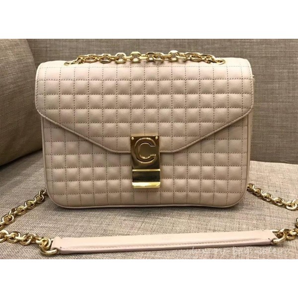 Celine Quilted Calfskin Medium C Bag Beige 187253 2018