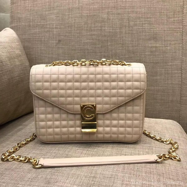 Celine Quilted Calfskin Medium C Bag Beige 187253 2018