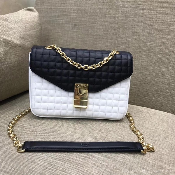 Celine Quilted Calfskin Medium C Bag Black/White 187253 2018