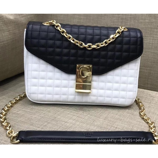 Celine Quilted Calfskin Medium C Bag Black/White 187253 2018
