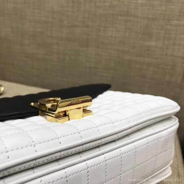 Celine Quilted Calfskin Medium C Bag Black/White 187253 2018