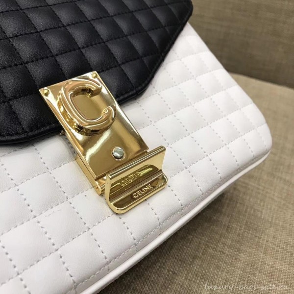Celine Quilted Calfskin Medium C Bag Black/White 187253 2018