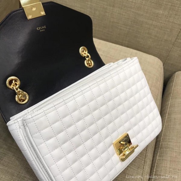 Celine Quilted Calfskin Medium C Bag Black/White 187253 2018