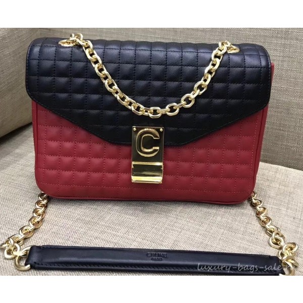 Celine Quilted Calfskin Medium C Bag Black/Red 187253 2018