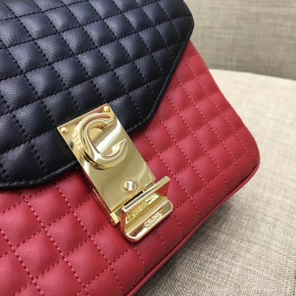 Celine Quilted Calfskin Medium C Bag Black/Red 187253 2018