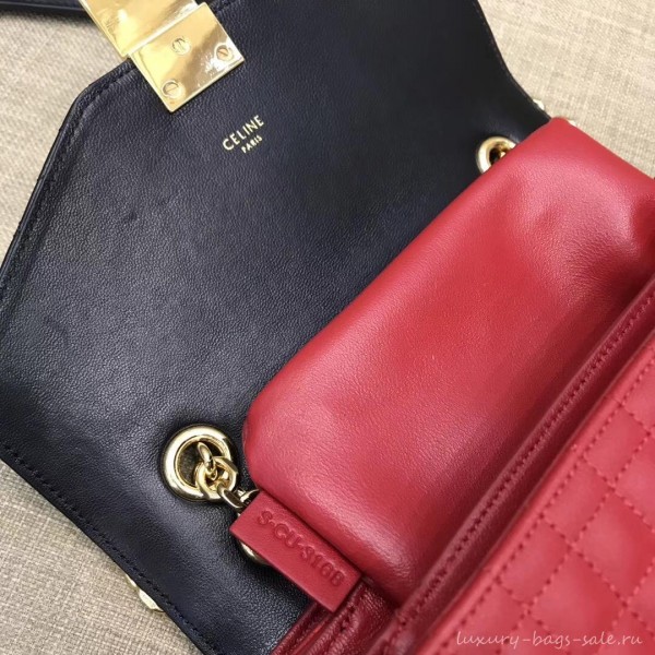 Celine Quilted Calfskin Medium C Bag Black/Red 187253 2018